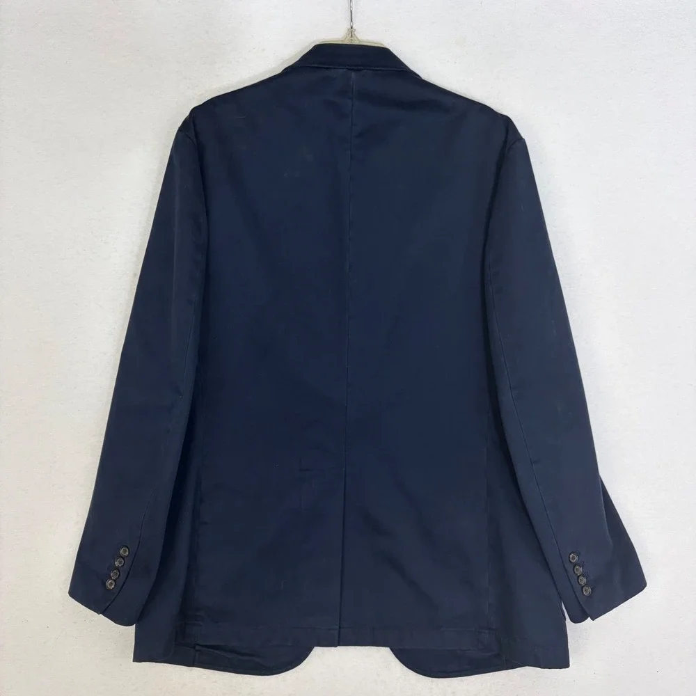 Polo Ralph Lauren Blazer Jacket Mens Large Navy Cotton Unstructured Sport Coat